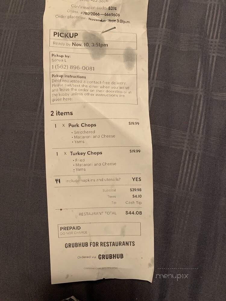 L B J's Fine Foods - Long Beach, CA menu_pic