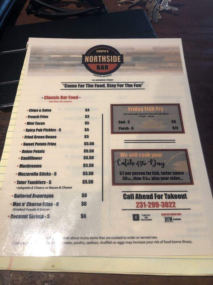 Northside Tavern - Ray, ND menu_pic