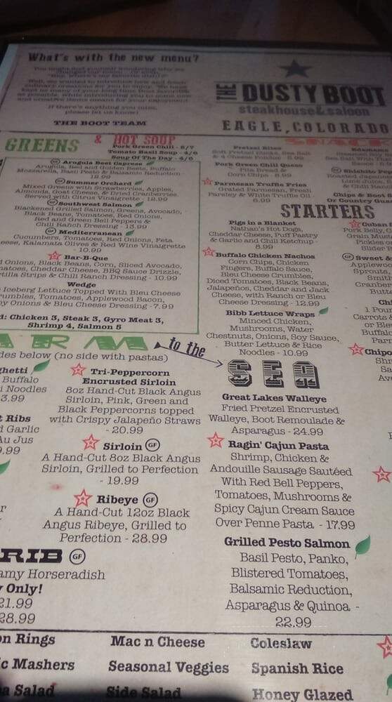 Dusty Boot Steakhouse & Saloon - Eagle, CO menu_pic