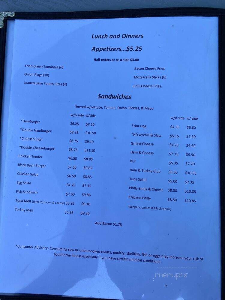 Rock Cafe - Marshall, NC menu_pic