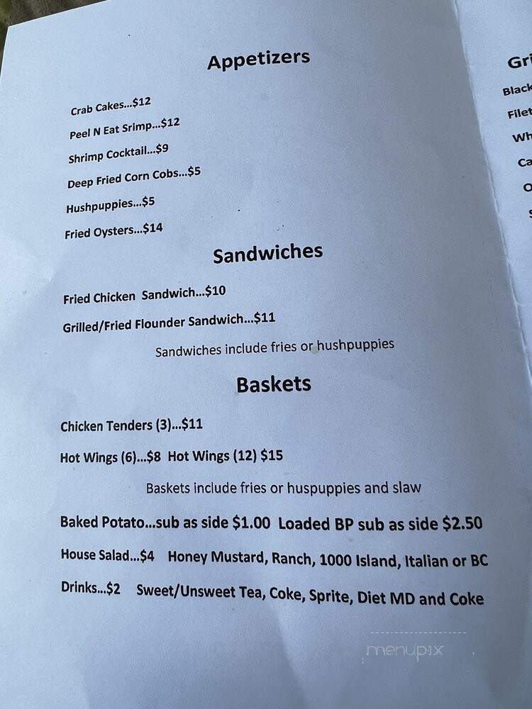 Palmetto Bar & Grill - York, SC menu_pic