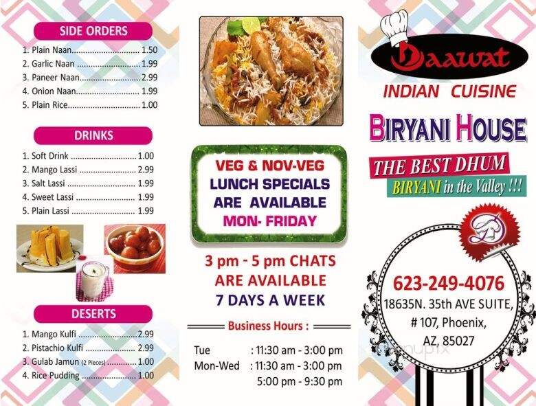 Daawat Indian Cuisine - Clemson, SC menu_pic