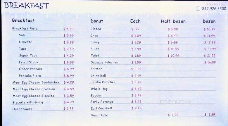 Paul's Donuts Subs & Gyros - Fort Worth, TX menu_pic