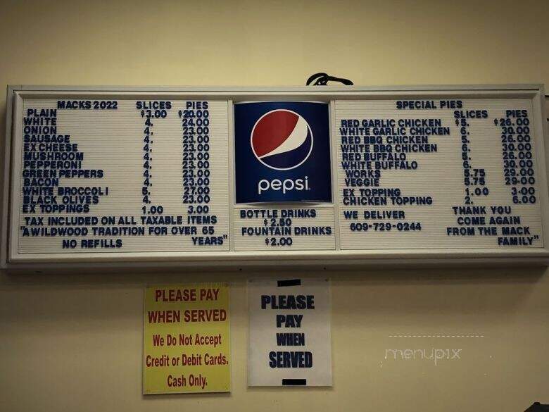 Mack's Pizza - Atlantic City, NJ menu_pic