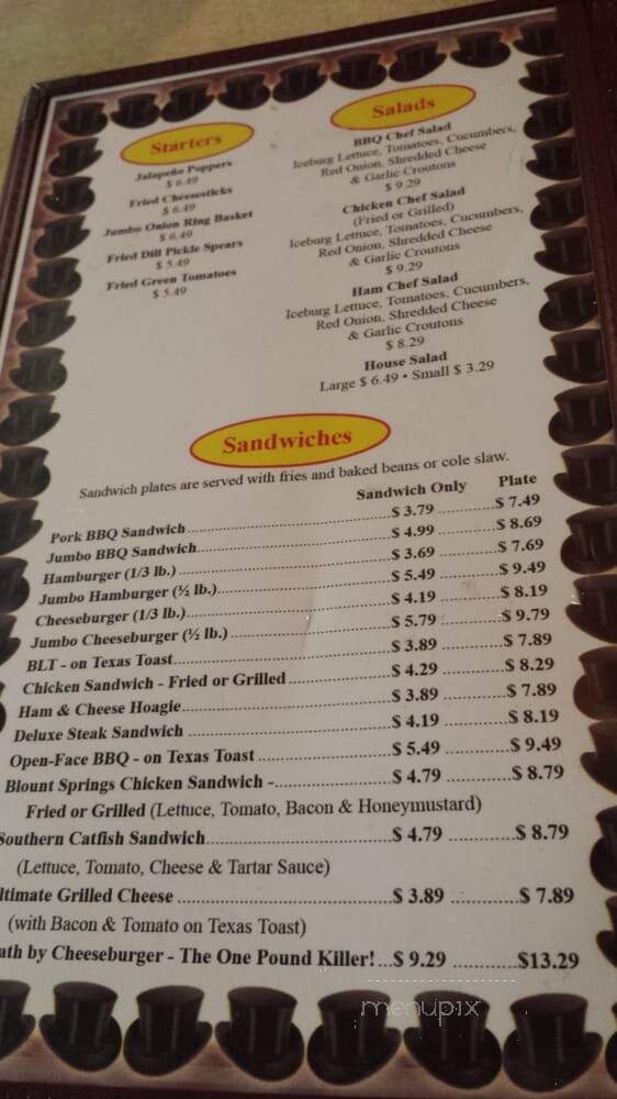 Top Hat Barbecue - Hayden, AL menu_pic