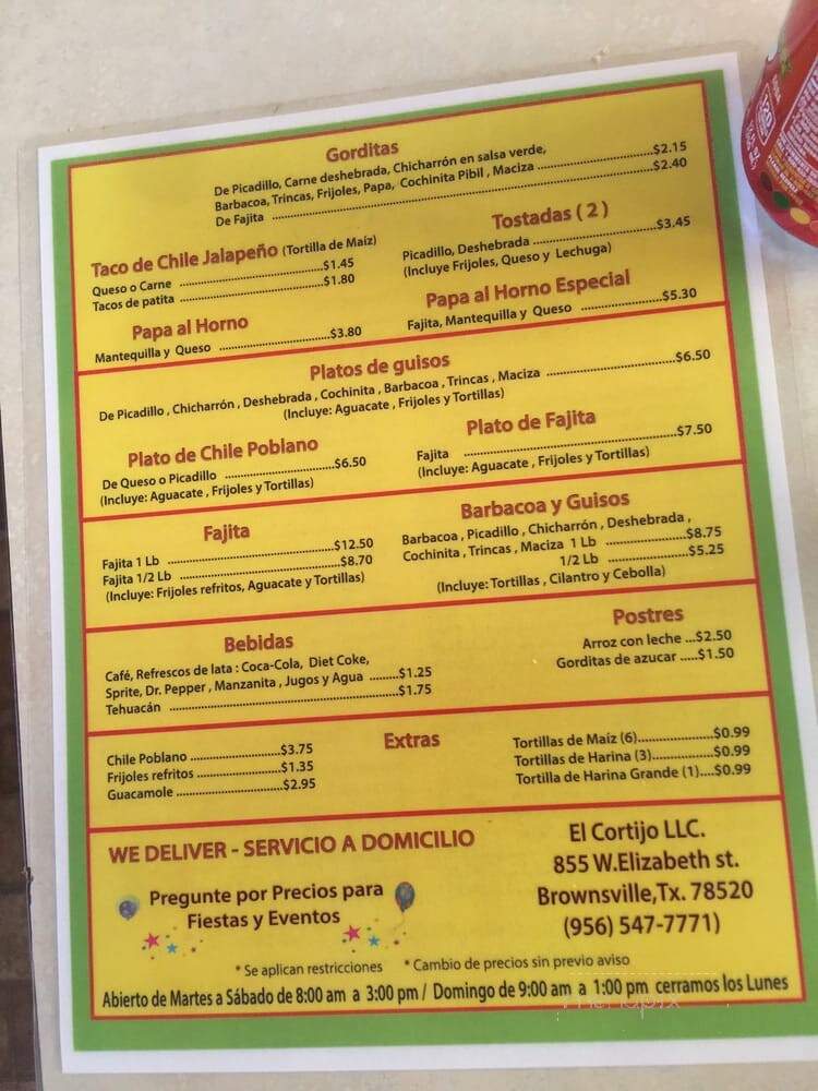 Parrilla Los Cabritos - Brownsville, TX menu_pic