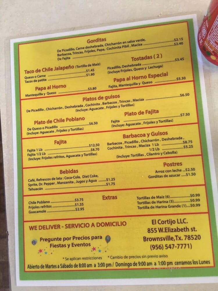Parrilla Los Cabritos - Brownsville, TX menu_pic