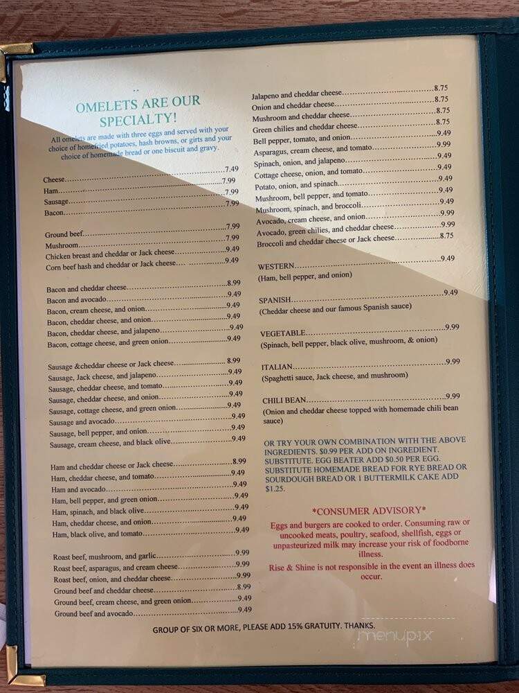 Rising Sun Omelet Grill - Arlington, TX menu_pic