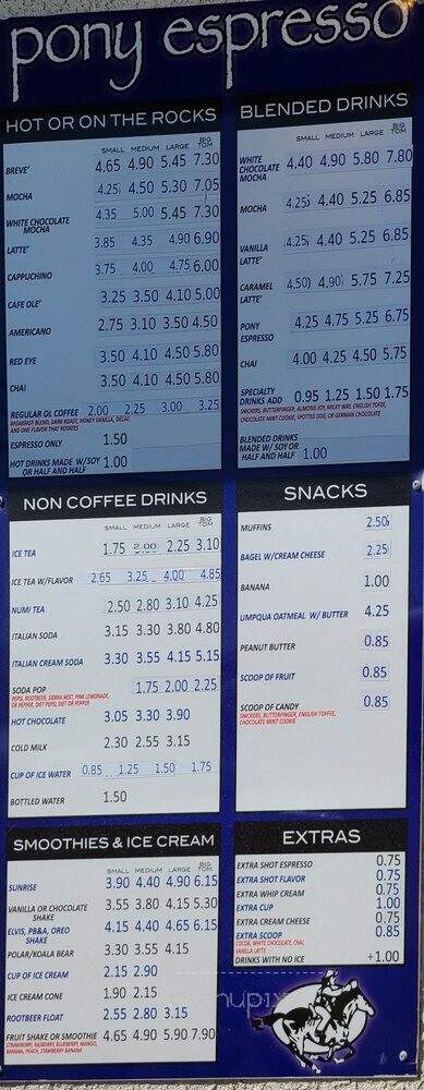 Pony Espresso - Ridgecrest, CA menu_pic