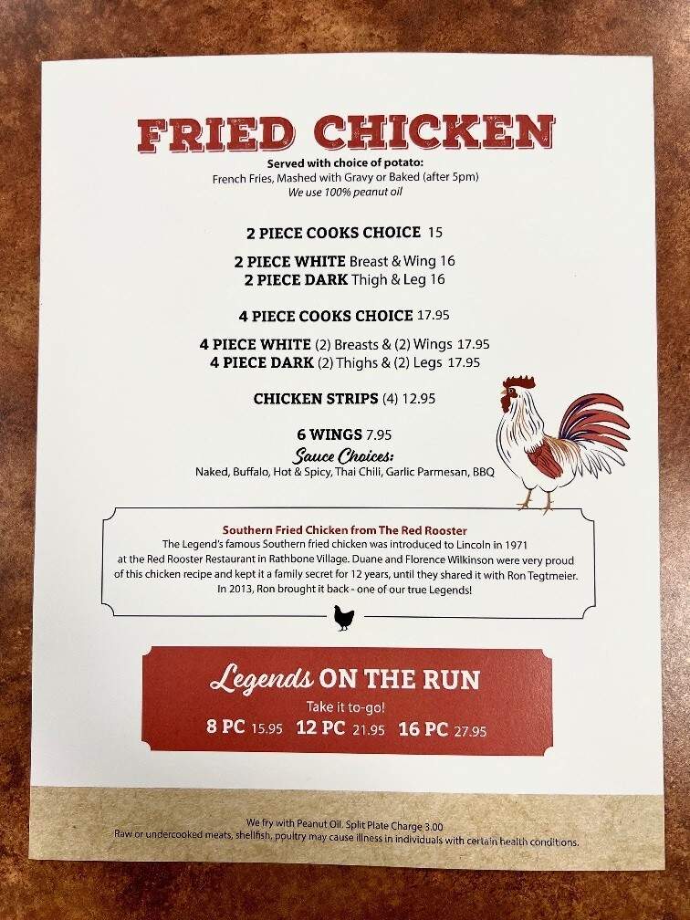Red Rooster - Ceresco, NE menu_pic