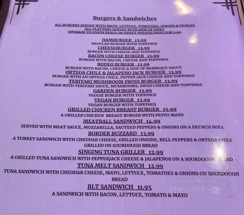 Ritz - Eureka, CA menu_pic