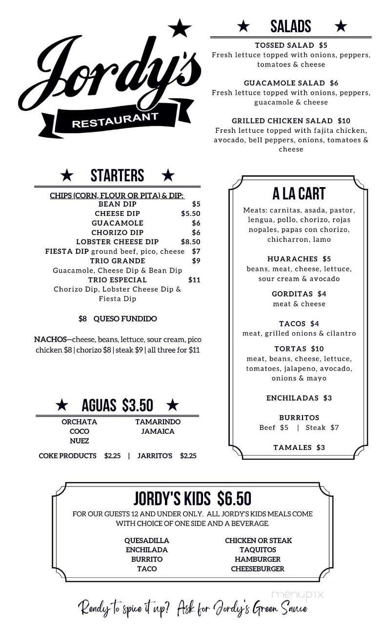 Jordy's - Owensboro, KY menu_pic