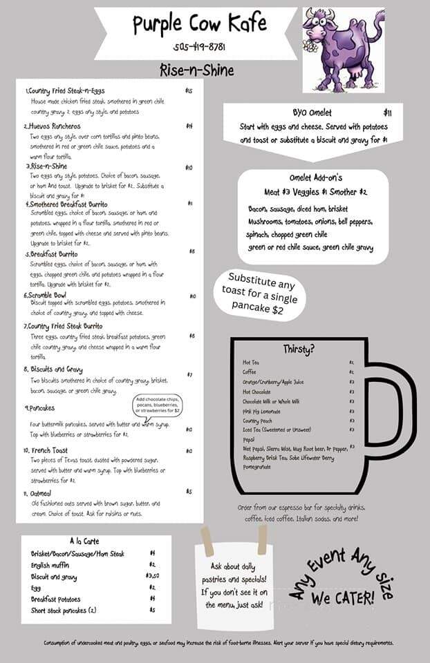 Purple Cow Kafe - Farmington, NM menu_pic