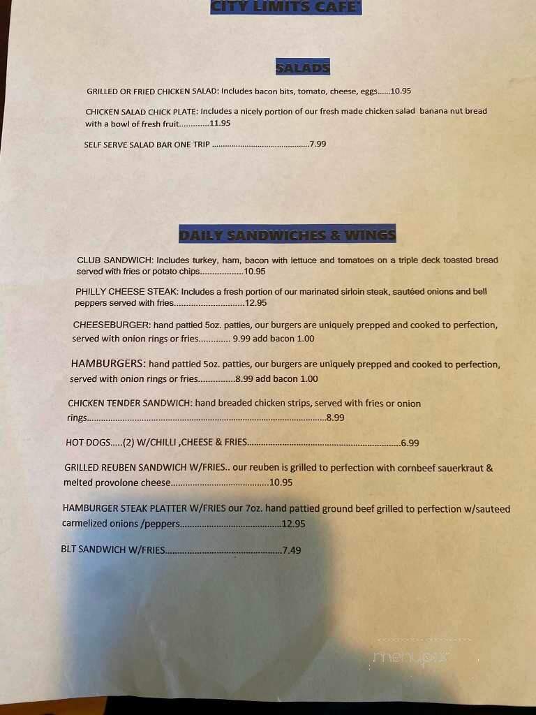 City Limits Cafe - Killen, AL menu_pic