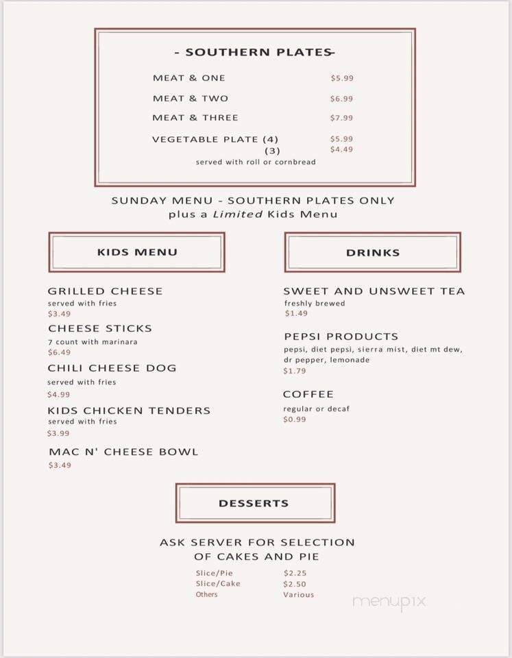 City Limits Cafe - Killen, AL menu_pic