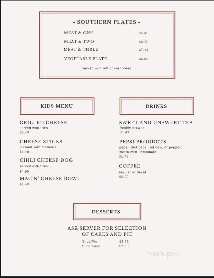 City Limits Cafe - Killen, AL menu_pic