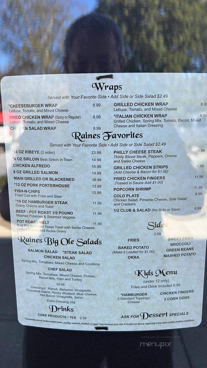 Raines On Exchange Bar and Grill - Pendleton, SC menu_pic
