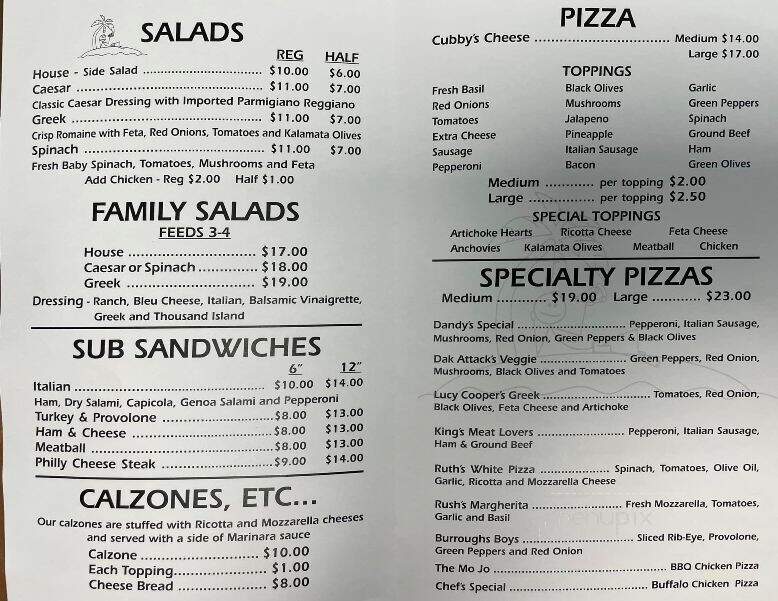 Sandbar Pizza Joint - Edisto Island, SC menu_pic