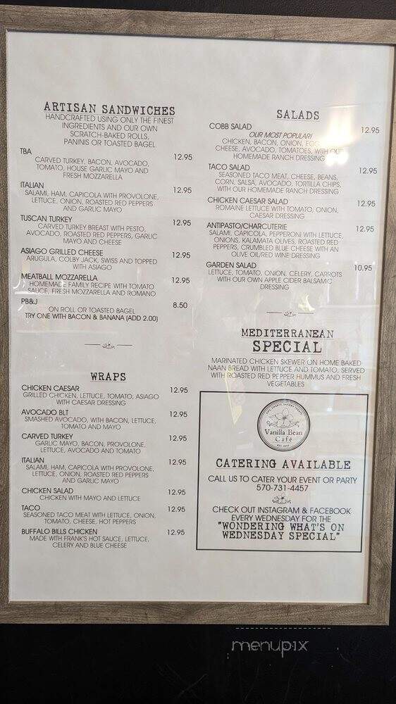 Vanilla Bean Cafe - Sayre, PA menu_pic