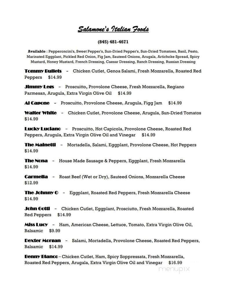 Salamone's Italian Foods - Kingston, NY menu_pic