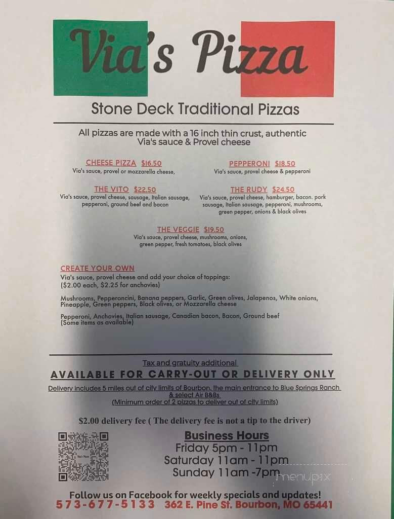 Via's Pizza - Bourbon, MO menu_pic