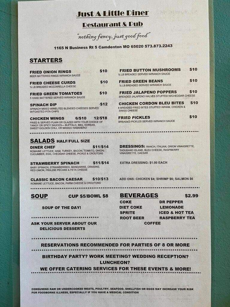 Just A Little Diner - Camdenton, MO menu_pic