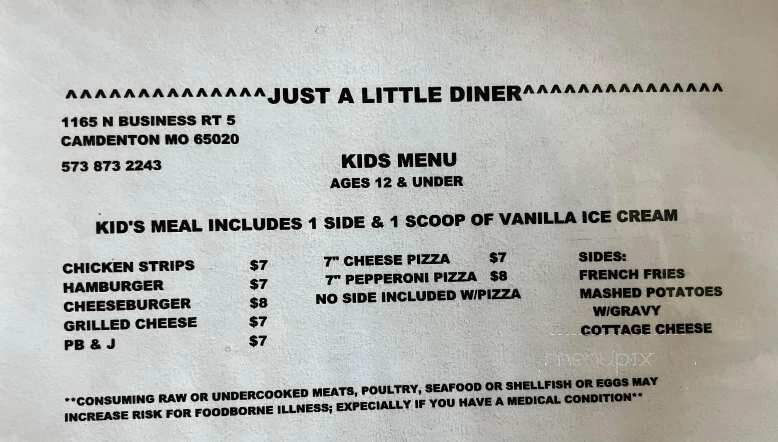 Just A Little Diner - Camdenton, MO menu_pic