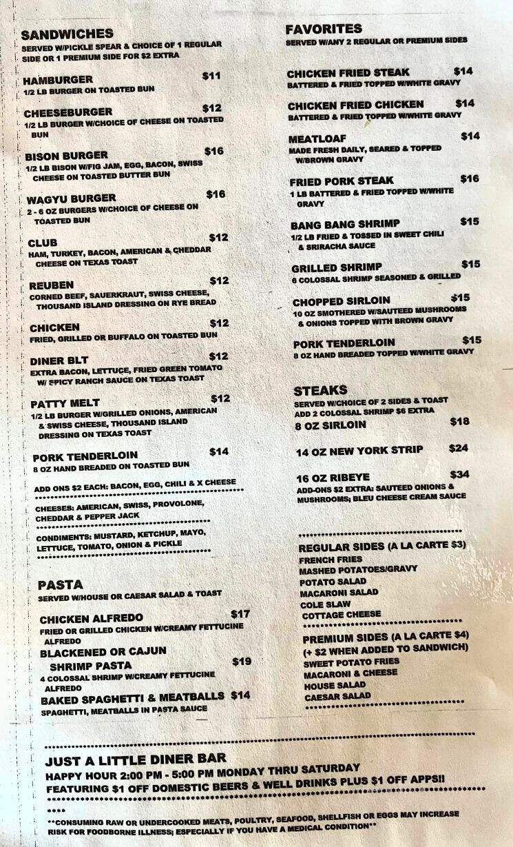 Just A Little Diner - Camdenton, MO menu_pic