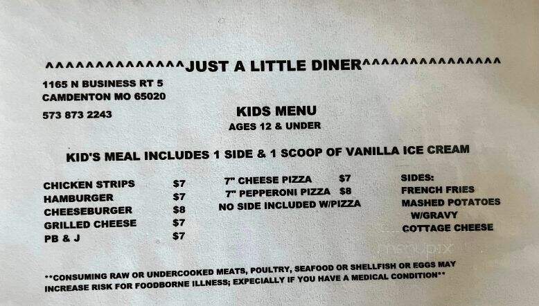 Just A Little Diner - Camdenton, MO menu_pic