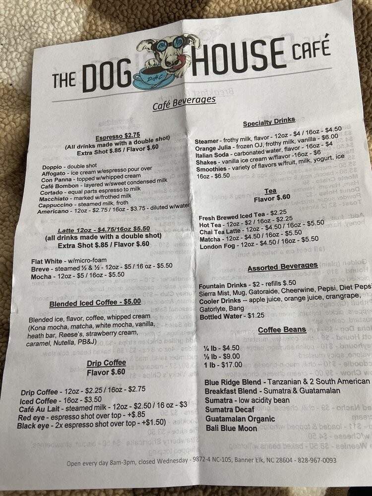 The Dog House Cafe - Banner Elk, NC menu_pic