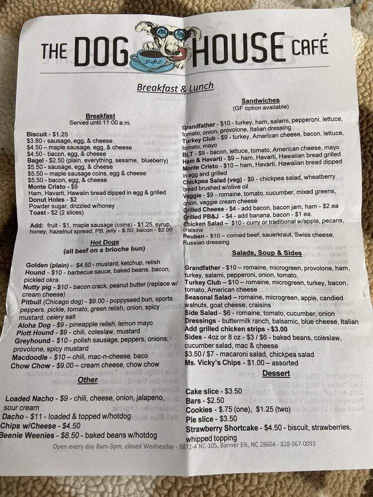 The Dog House Cafe - Banner Elk, NC menu_pic