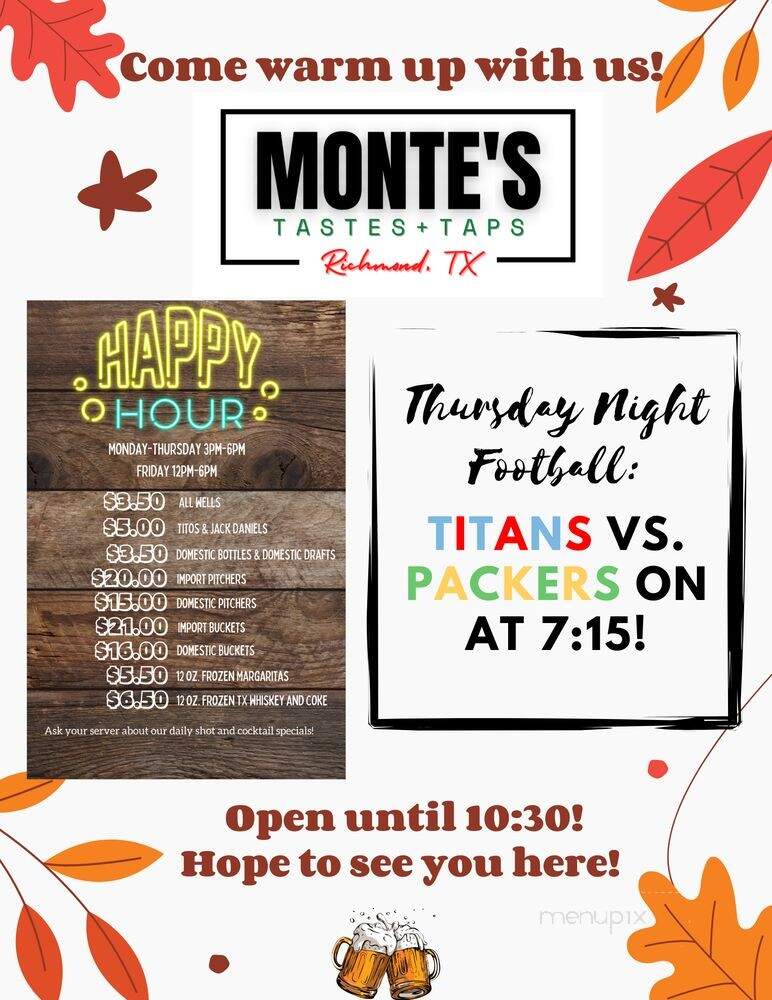 Monte's Tastes and Taps - Richmond, TX