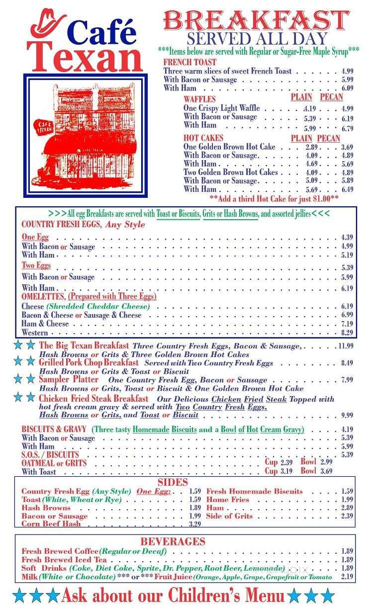 Cafe Texan - Huntsville, TX menu_pic