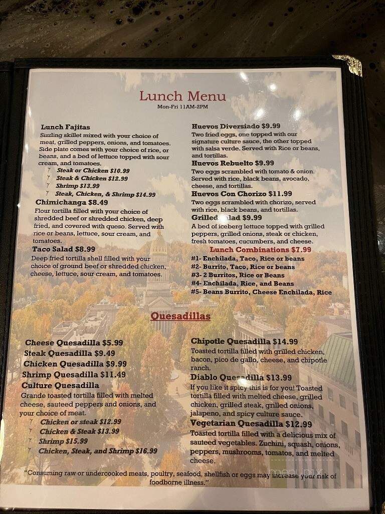 Culture Grill & Cantina - Princeton, WV menu_pic