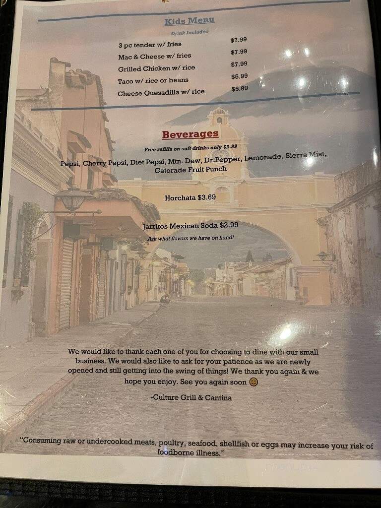 Culture Grill & Cantina - Princeton, WV menu_pic
