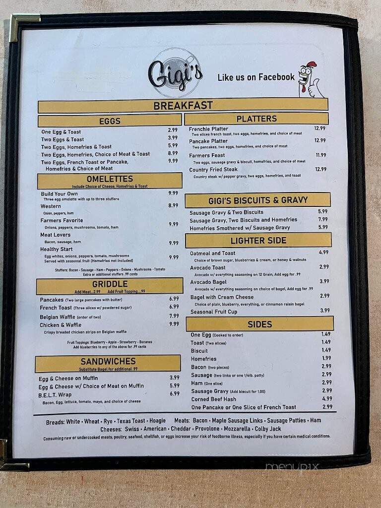 Gigi's Diner - Marshallville, OH menu_pic