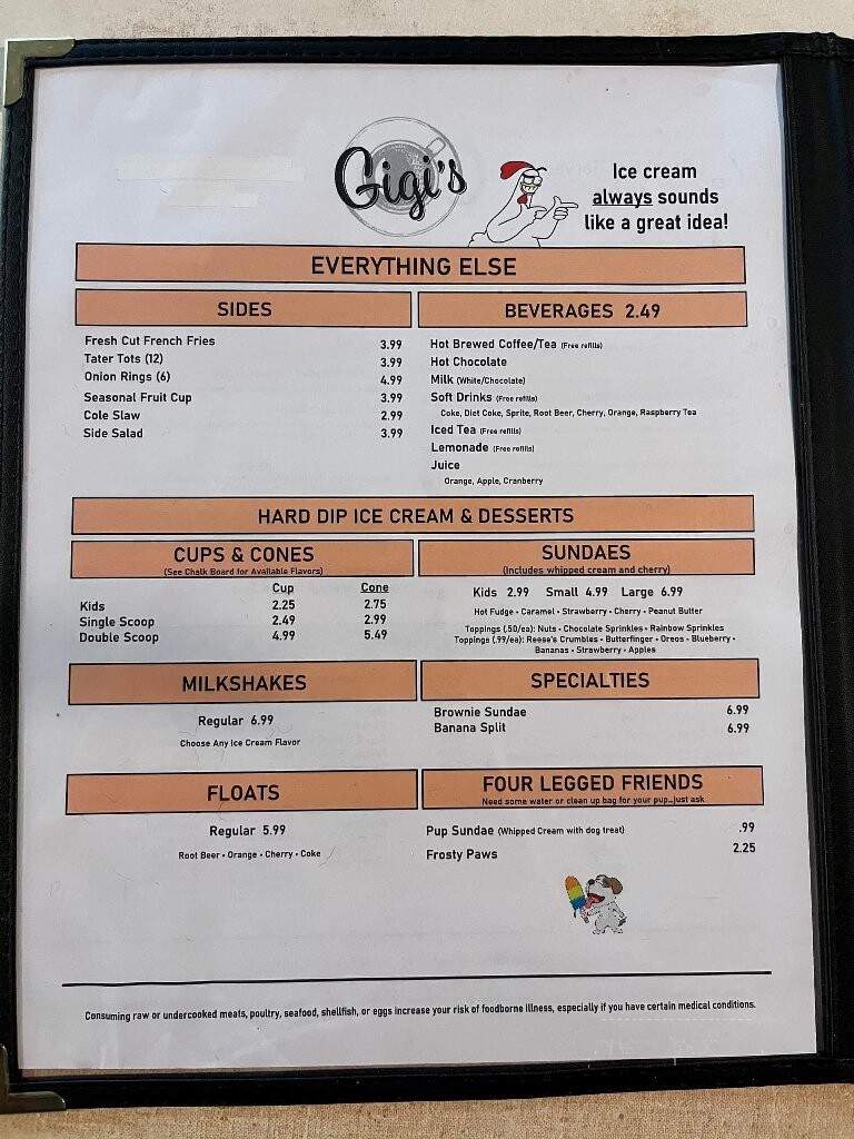 Gigi's Diner - Marshallville, OH menu_pic