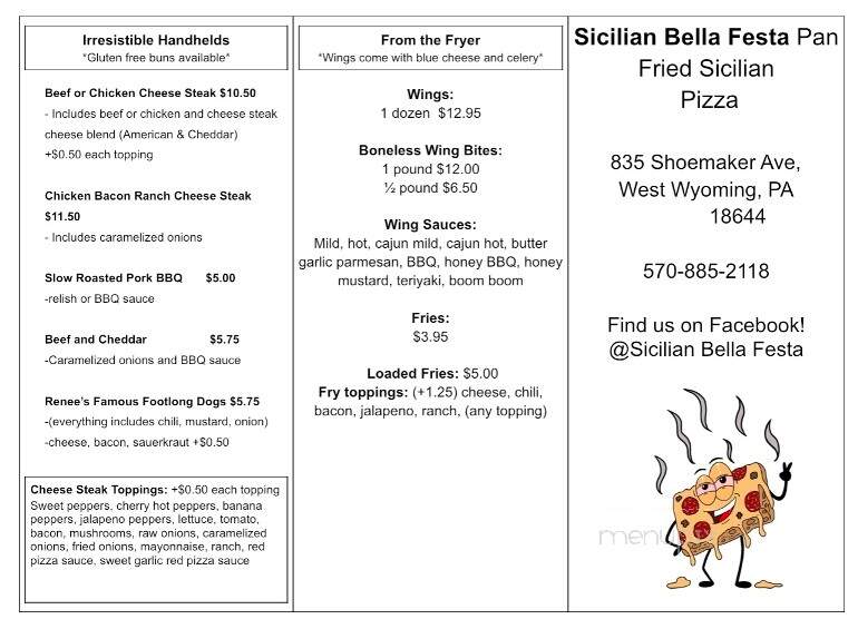 Sicilian Bella Festa - West Wyoming, PA menu_pic