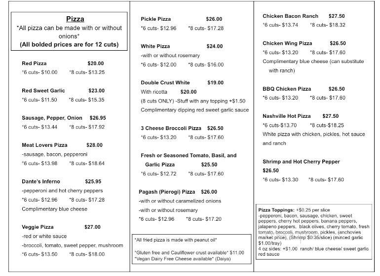 Sicilian Bella Festa - West Wyoming, PA menu_pic