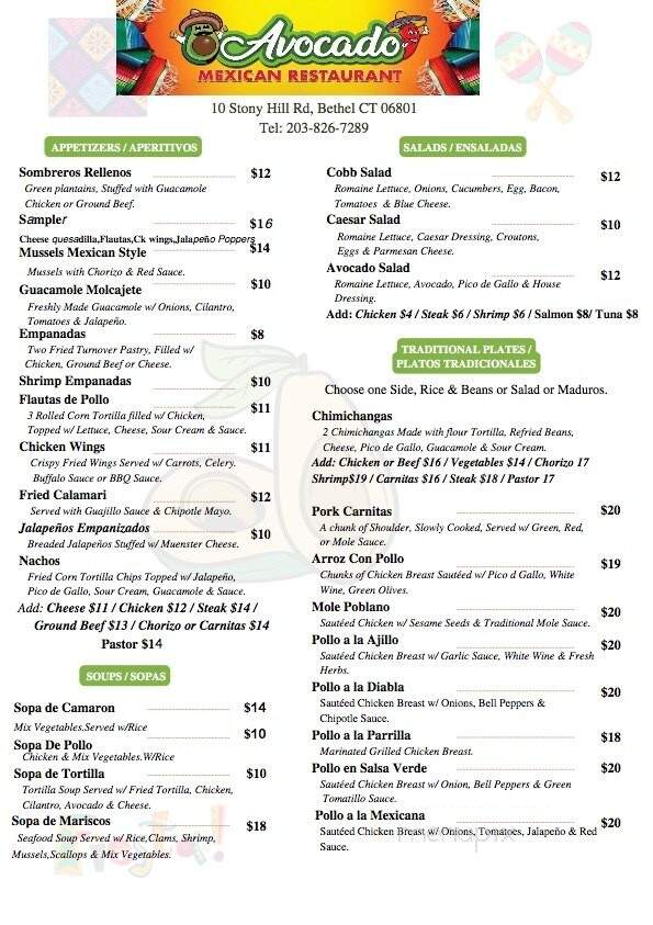 Avocado Mexican Taqueria - Collegeville, PA menu_pic