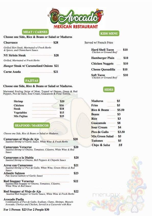 Avocado Mexican Taqueria - Collegeville, PA menu_pic