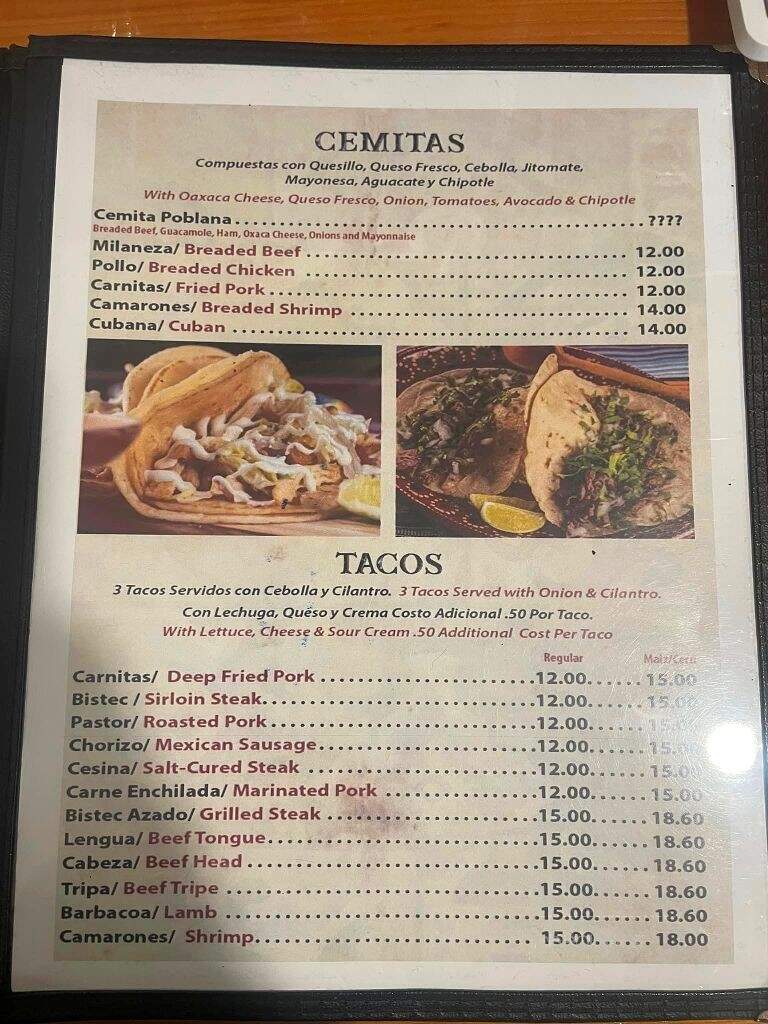 Casa Puebla - Cherry Hill, NJ menu_pic