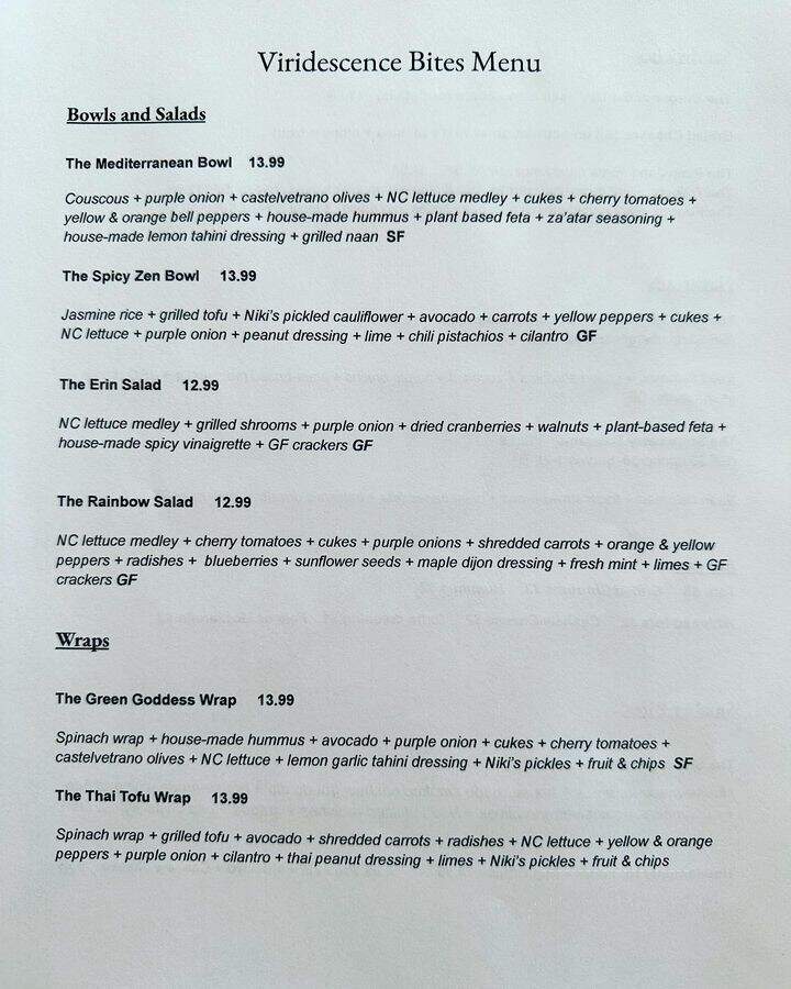 Viridescence Bottle and Bites - Pilot Mountain, NC menu_pic