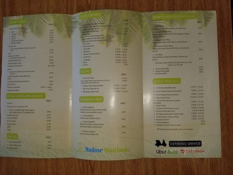 Sabor Caribeno Restaurant - Mt Pocono, PA menu_pic