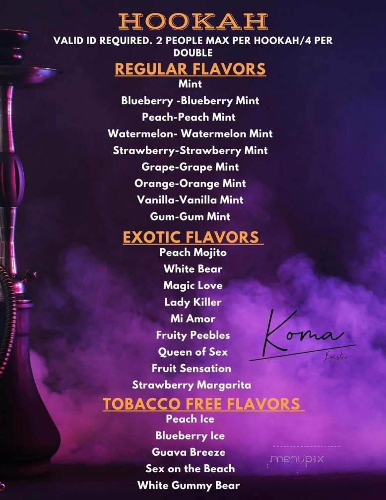 Koma Bistro - Mobile, AL menu_pic