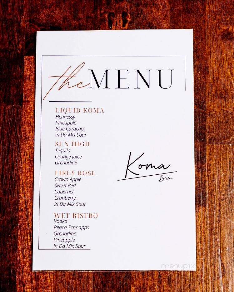 Koma Bistro - Mobile, AL menu_pic