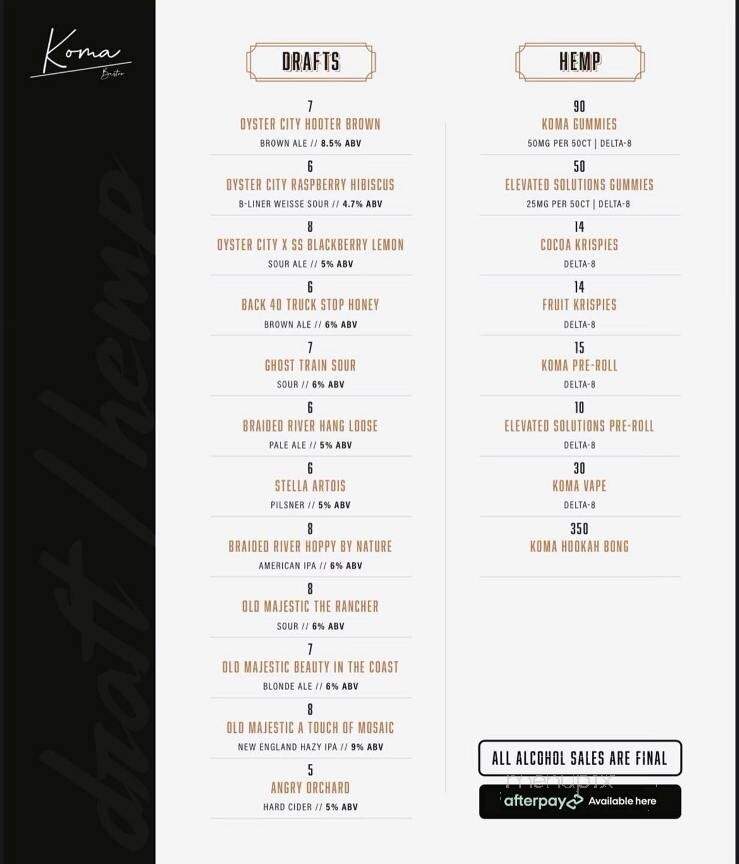 Koma Bistro - Mobile, AL menu_pic