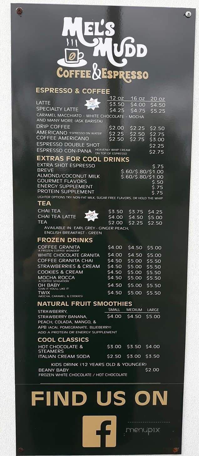 Mel's Mudd Coffee & Espresso - Beebe, AR menu_pic