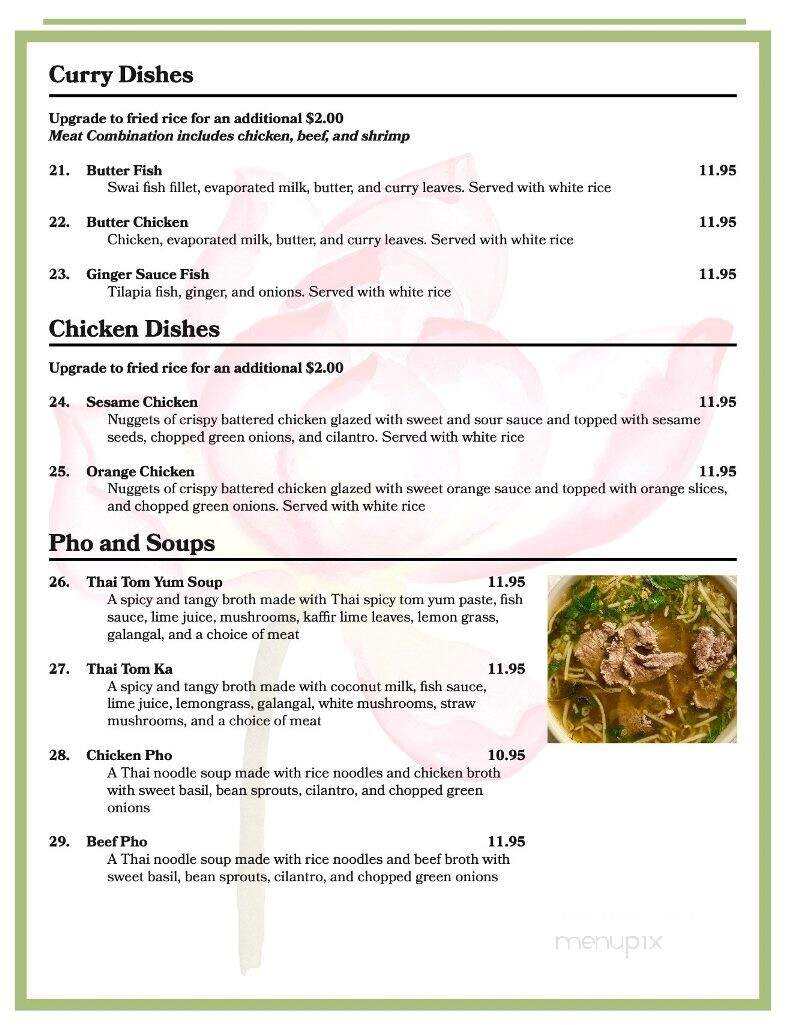 Lotus Thai Cuisine - Pine City, MN menu_pic