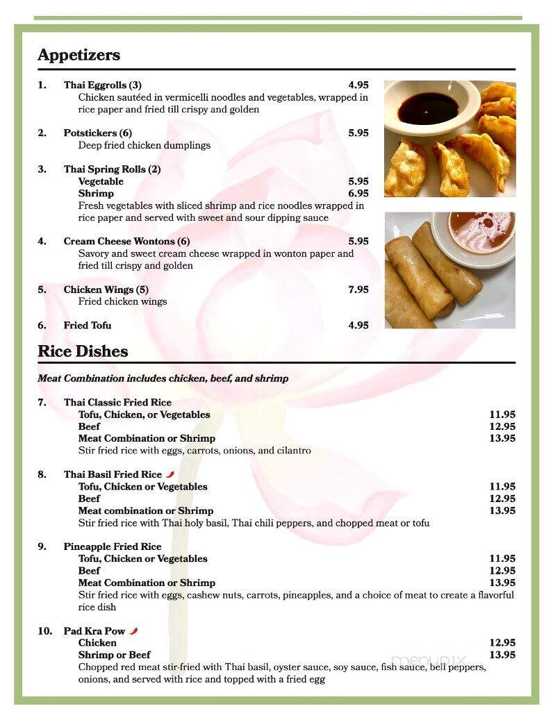 Lotus Thai Cuisine - Pine City, MN menu_pic